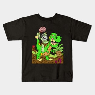 Zombie riding a dinosaur - Halloween Gift Kids T-Shirt